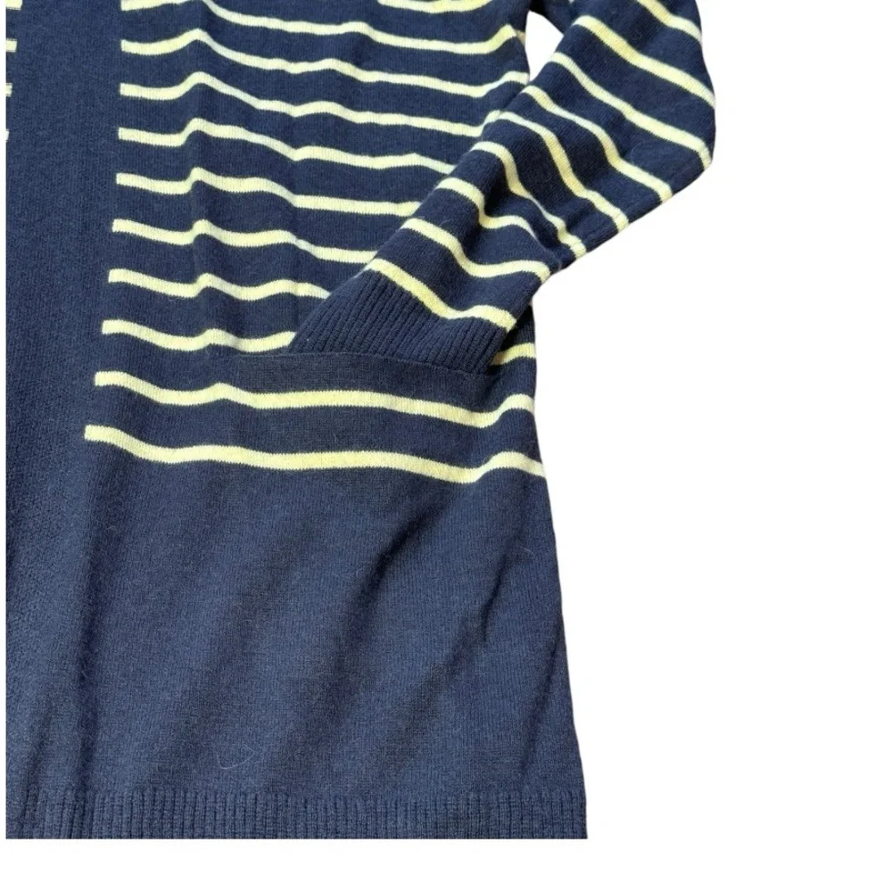 Garnet Hill Striped Long Oversized Cardigan size XS Wool Organic Cotton